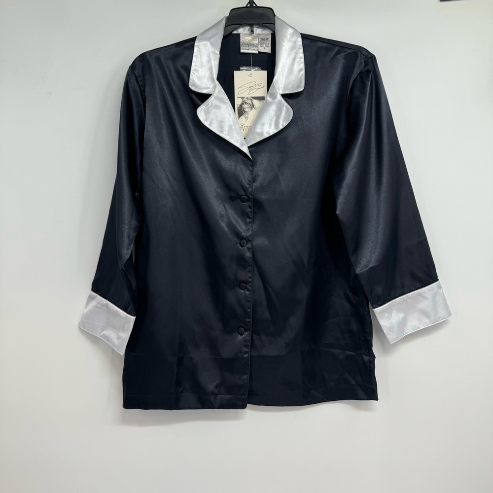 NWT VTG SUZANNE SOMERS LOUNGEWEAR COLLECTION Pajama Top Women’s S Black New